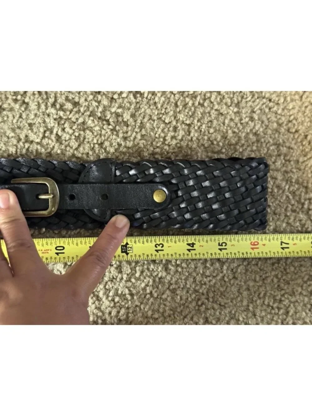 LOFT Leather Belt Black Braided Wide Studded SMALL 32” Bohemian Bohochic